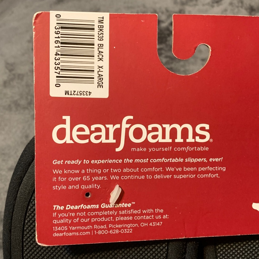 DEARFOAMS- Woman’s Black Plush Slip-On Slippers (XL) - Picture 6 of 7